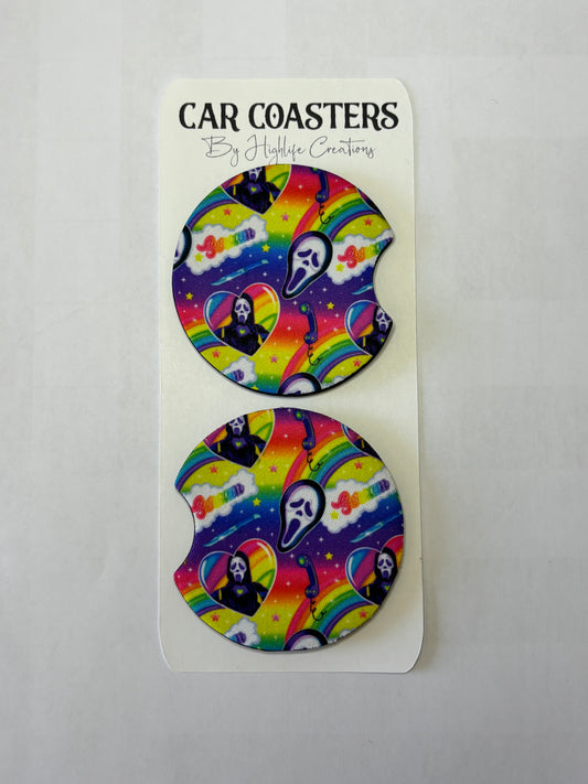 LF Inspired Rainbow Horror Boys Car Coasters