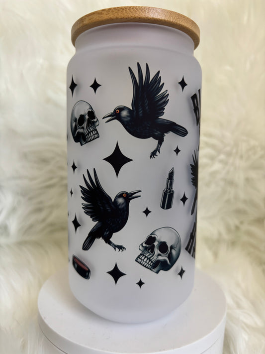 18oz Black is my Happy Color Frosted Glass Tumbler