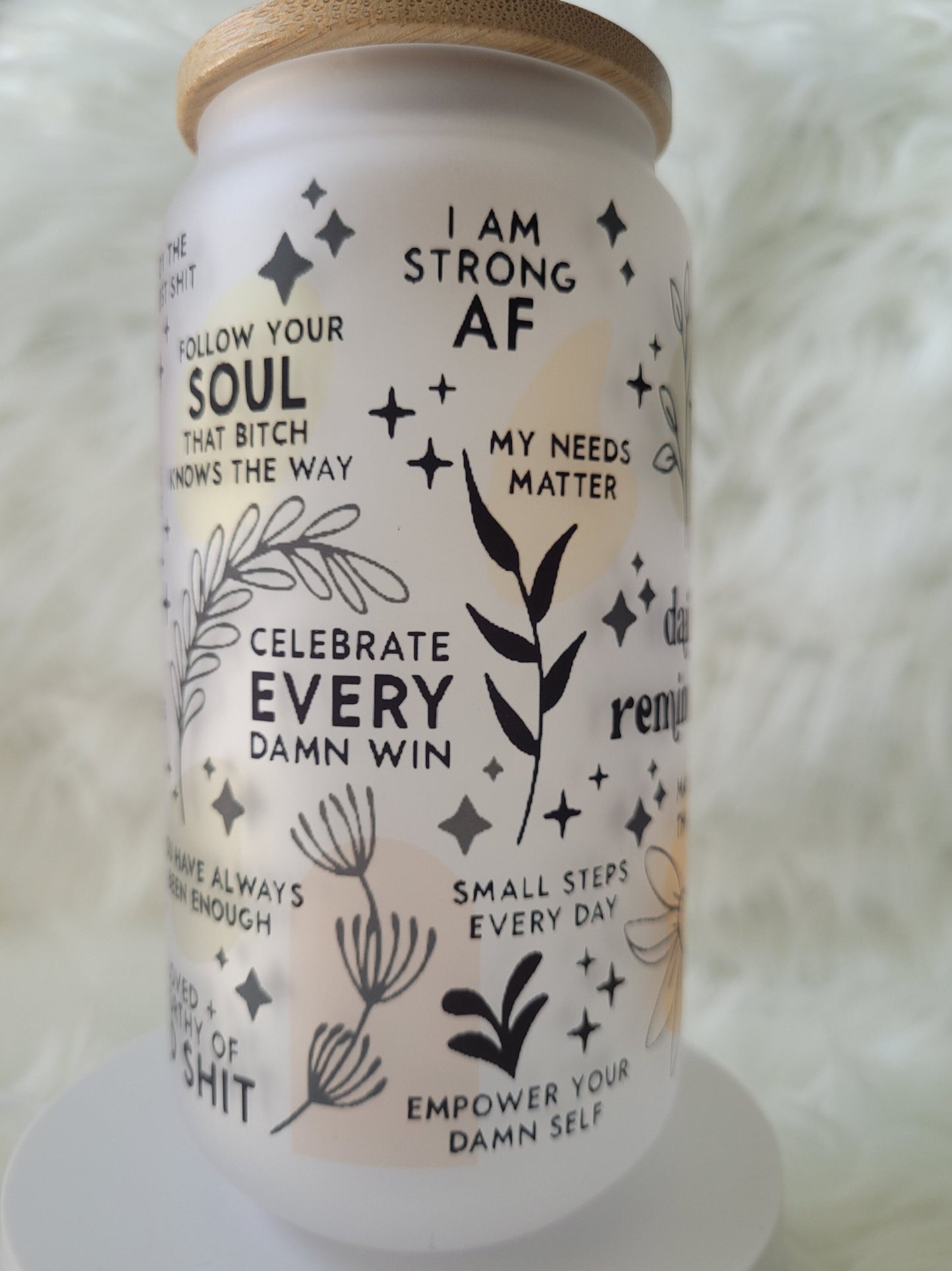 18oz Positive Daily Reminders Glass Tumbler