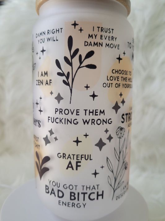 18oz Positive Daily Reminders Glass Tumbler