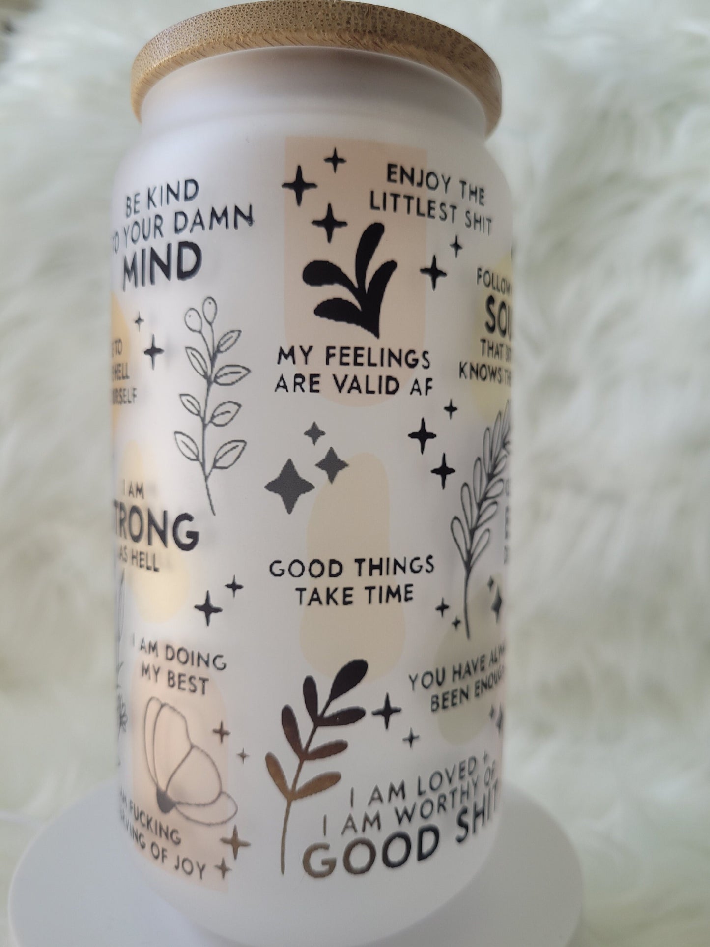 18oz Positive Daily Reminders Glass Tumbler