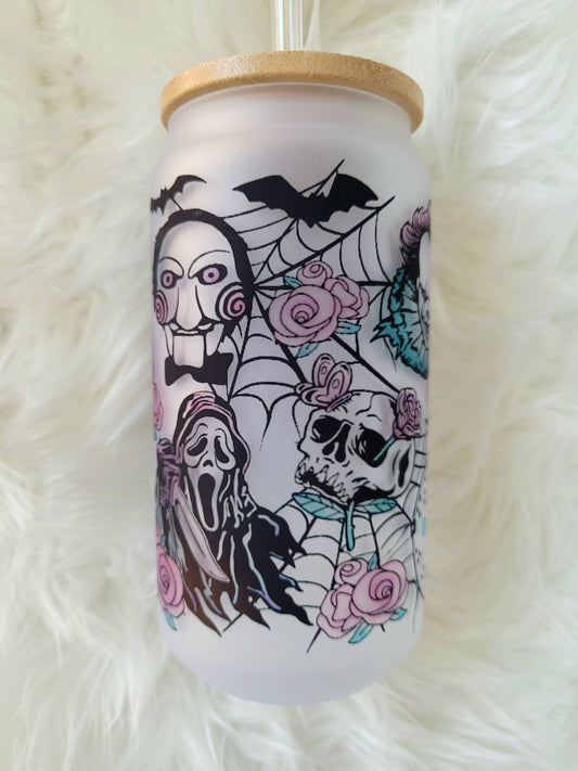18oz Pastel Horror Frosted Glass Tumbler