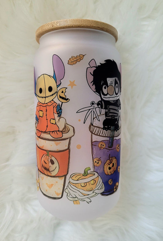 18oz Horror Cartoon Character Frosted Glass Tumbler Can
