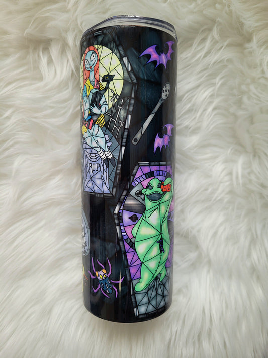 20oz Nightmare Inspired Stained Glass Tumbler Travel Mug