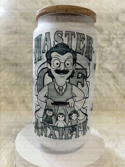 18oz BobsBurgers Master of Anxiety Frosted Glass Tumbler