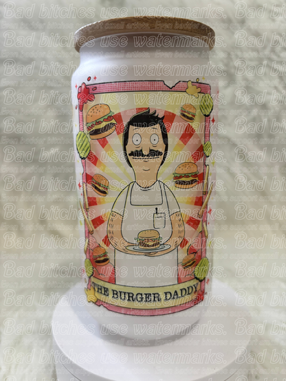 18oz BobsBurgers Tarot Burger Daddy Frosted Glass Tumbler