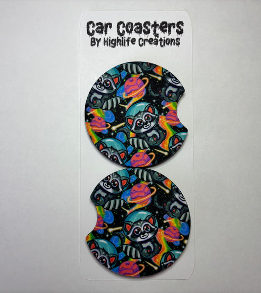 Space Raccoon Car Coasters