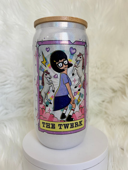 18oz BobsBurgers Tarot the Twerk Shimmer Glass Tumbler