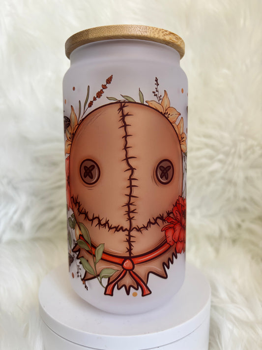 18oz Sam Fall Flowers Frosted Glass Tumbler