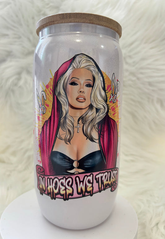18oz Bunnie Shimmer Glass Tumbler