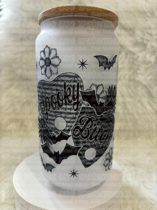 18oz Spooky Bitch Frosted Glass Tumbler