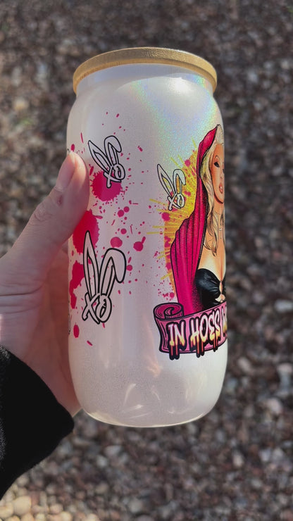 18oz Bunnie Shimmer Glass Tumbler
