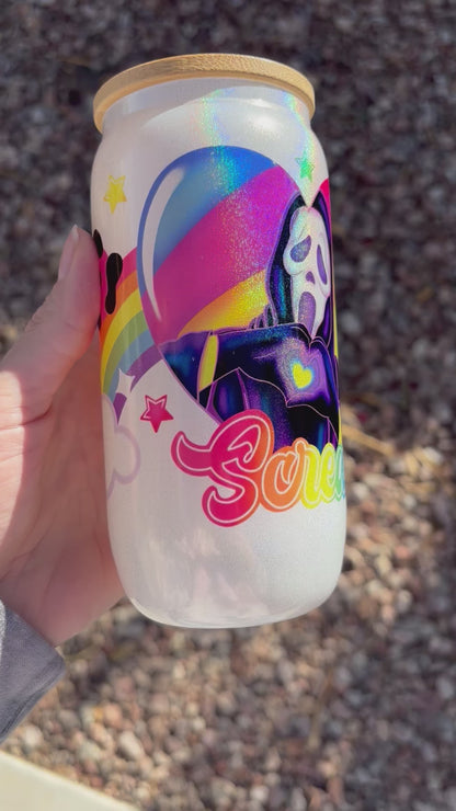 18oz LF inspired Ghostieface Shimmer Glass Tumbler