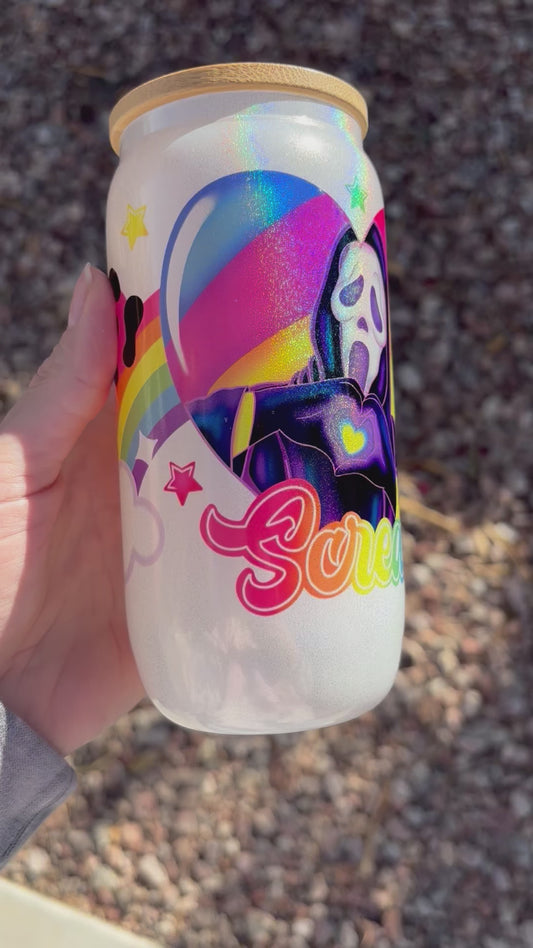 18oz LF inspired Ghostieface Shimmer Glass Tumbler