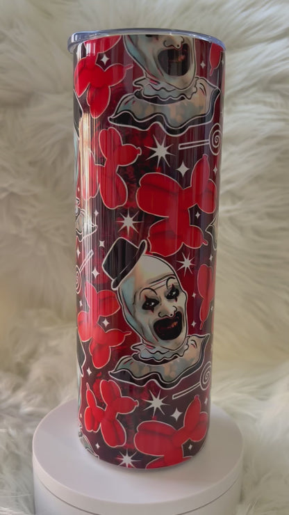 20oz Terrifier Clown Art Balloon Tumbler