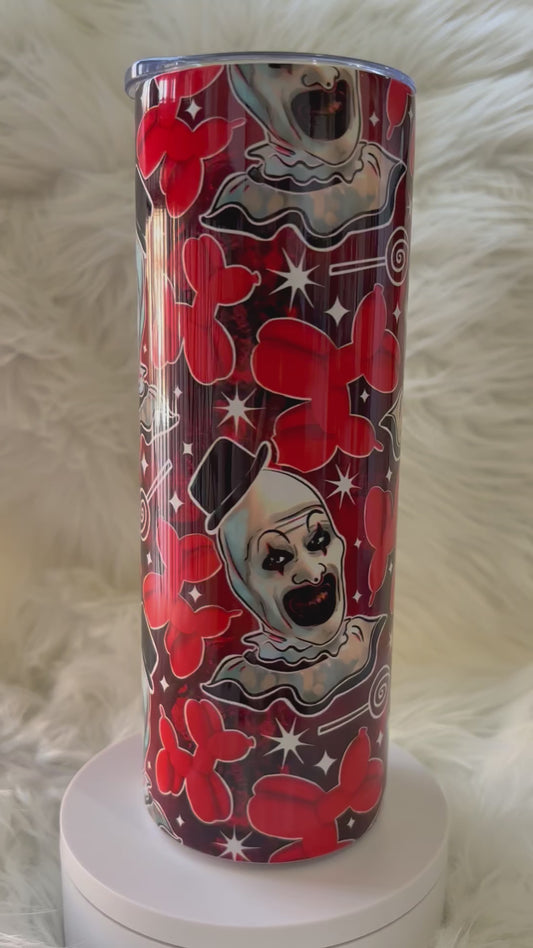 20oz Terrifier Clown Art Balloon Tumbler