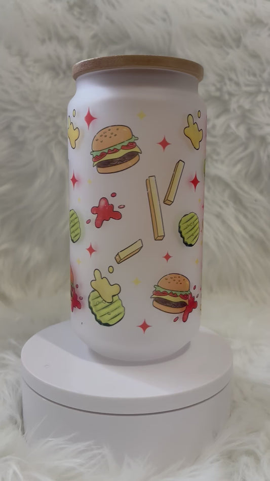 18oz BobsBurgers Tarot Burger Daddy Frosted Glass Tumbler