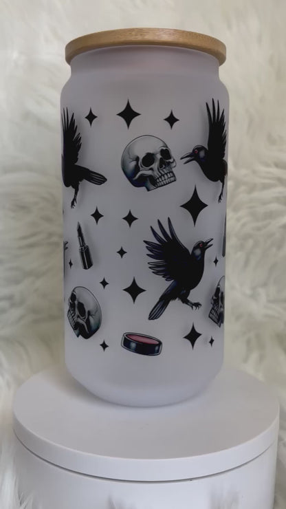 18oz Black is my Happy Color Frosted Glass Tumbler