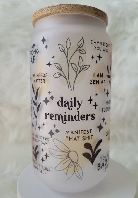 18oz Positive Daily Reminders Glass Tumbler