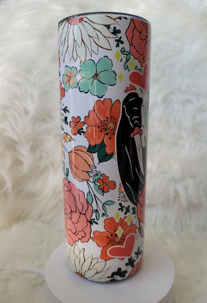 20oz Pink Floral Horror Tumbler Travel Mug