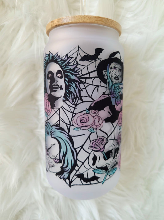 18oz Pastel Horror Frosted Glass Tumbler