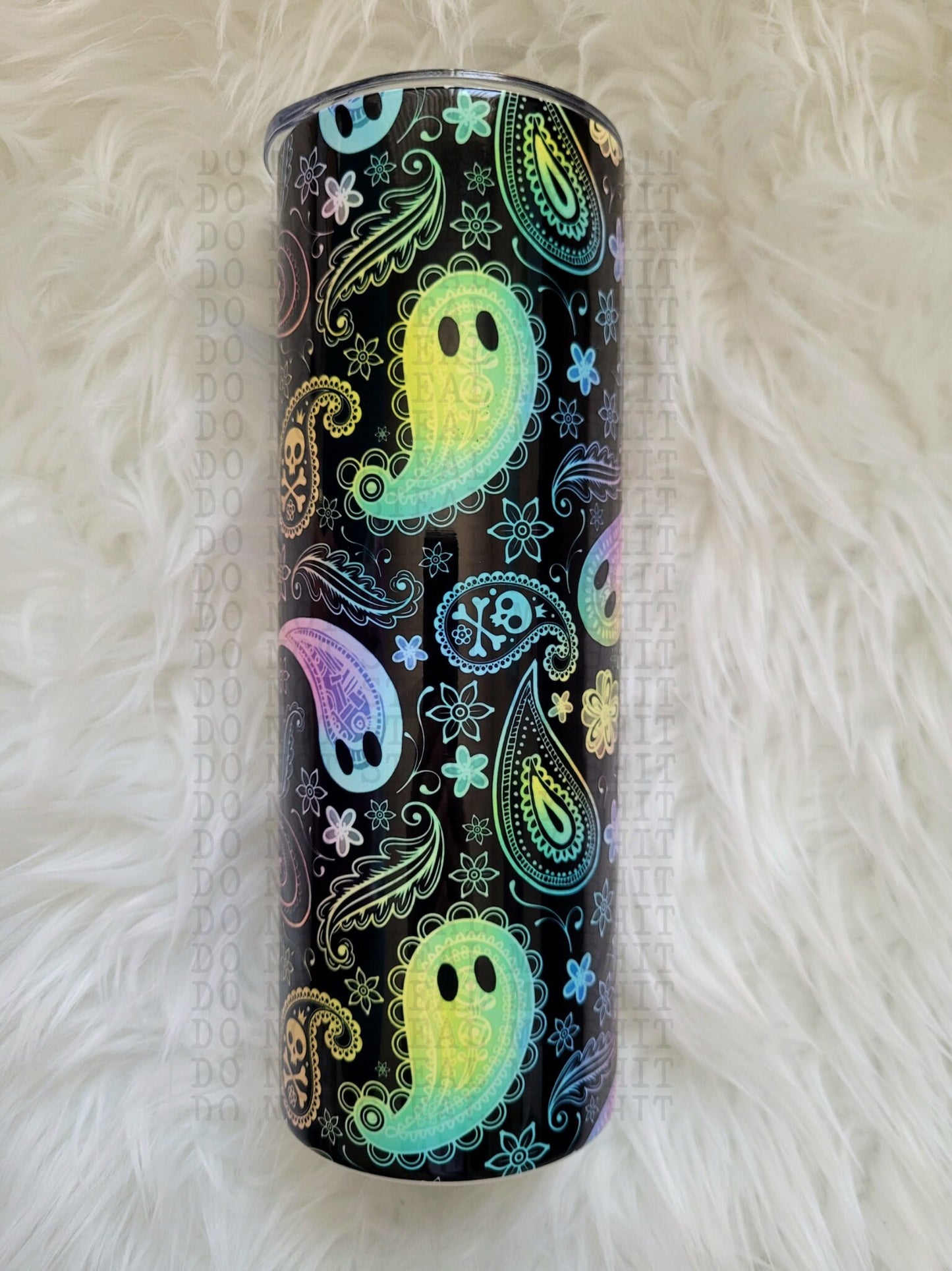20oz Neon Paisley Ghosts Tumbler Travel Mug