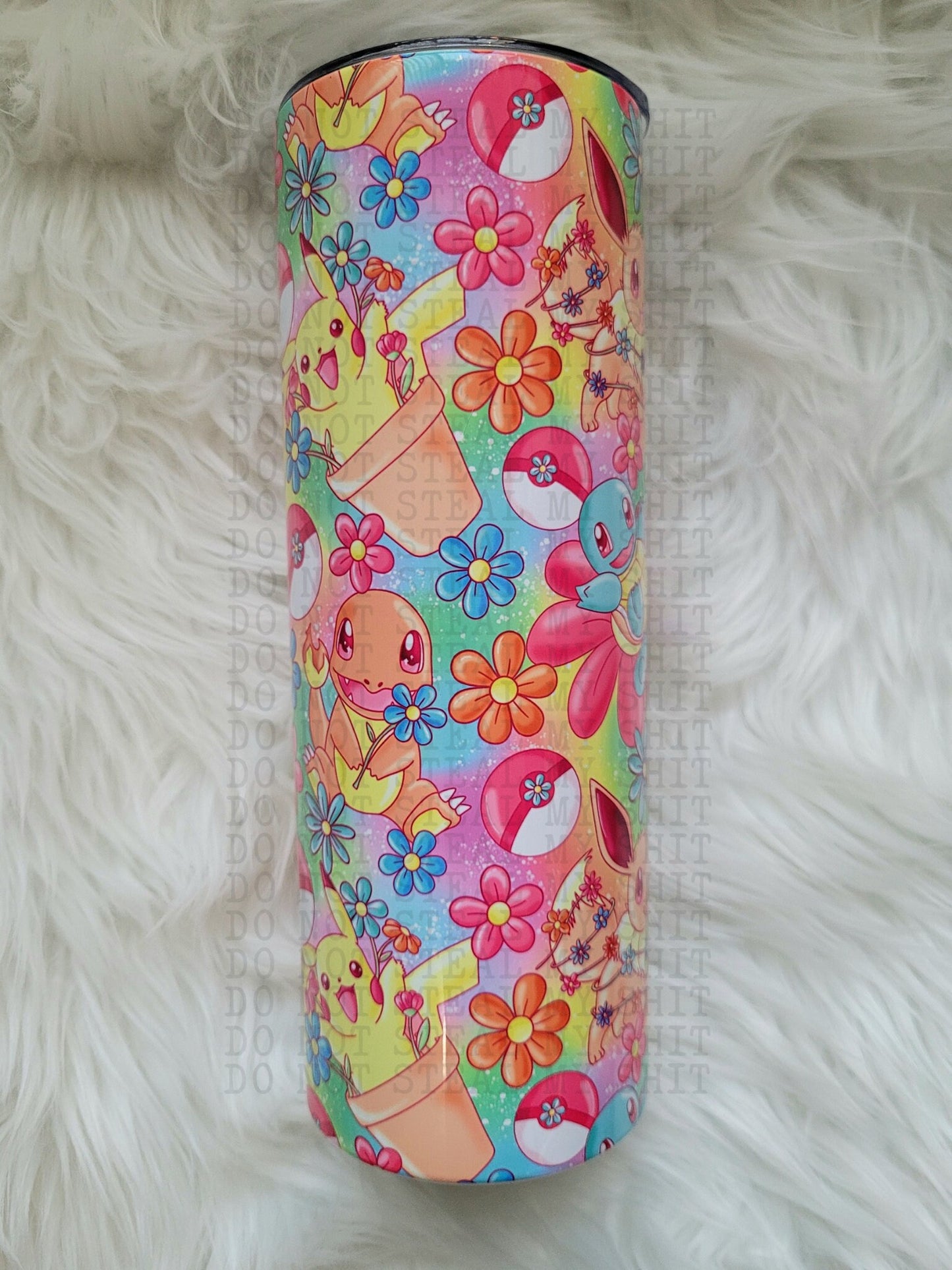 20oz Rainbow Floral Poke Tumbler Travel Mug
